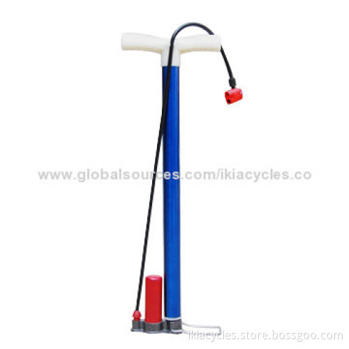35mm bicycle pump, made of virgin plastic, handle with screw, steel pipe, steel bottom with tank
